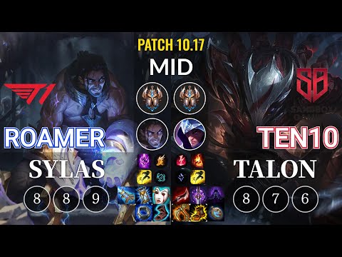 T1 Roamer Sylas vs SB Ten10 Talon Mid - KR Patch 10.17