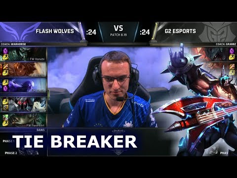 FW vs G2 - Tie Breaker | Day 6 Group A Decider S8 LoL Worlds 2018 | Flash Wolves vs G2 eSports