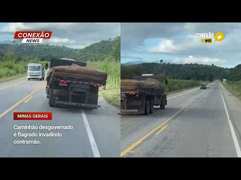 Vídeo: Caminhão desgovernado é flagrado invadindo contramão.