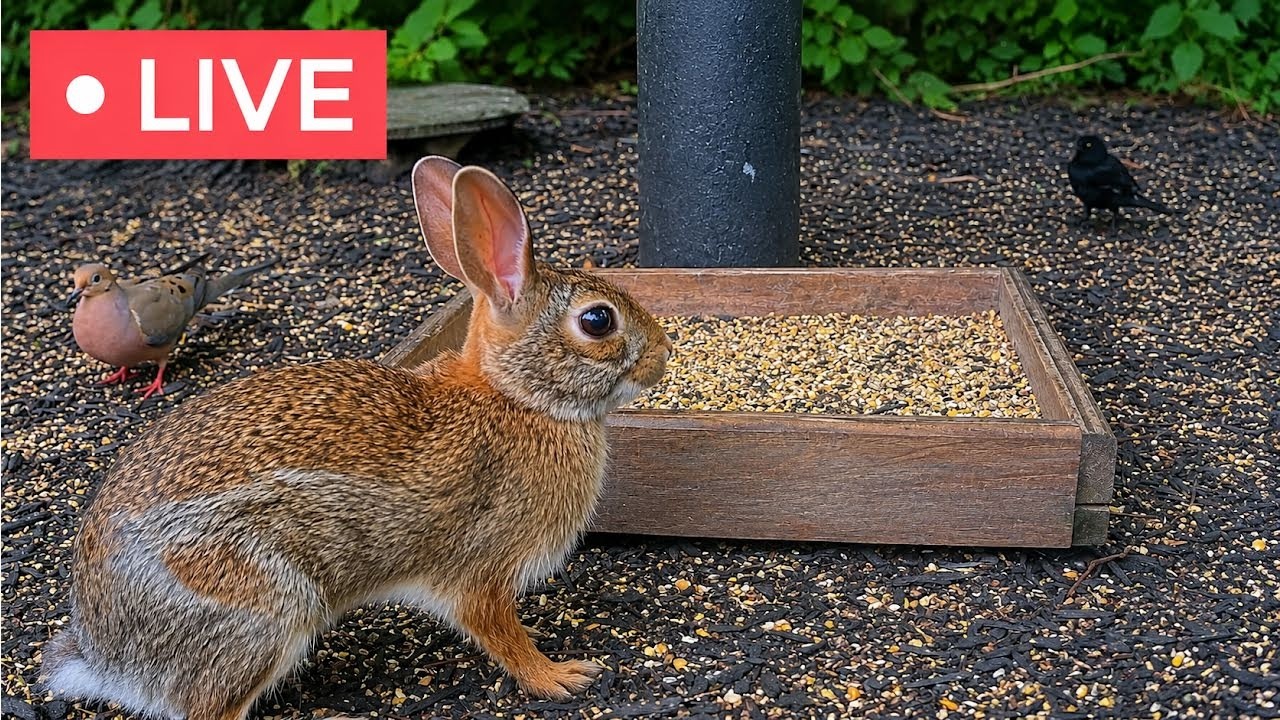 Live webcam view of Backyard Ground Feeder Wildlife Cam