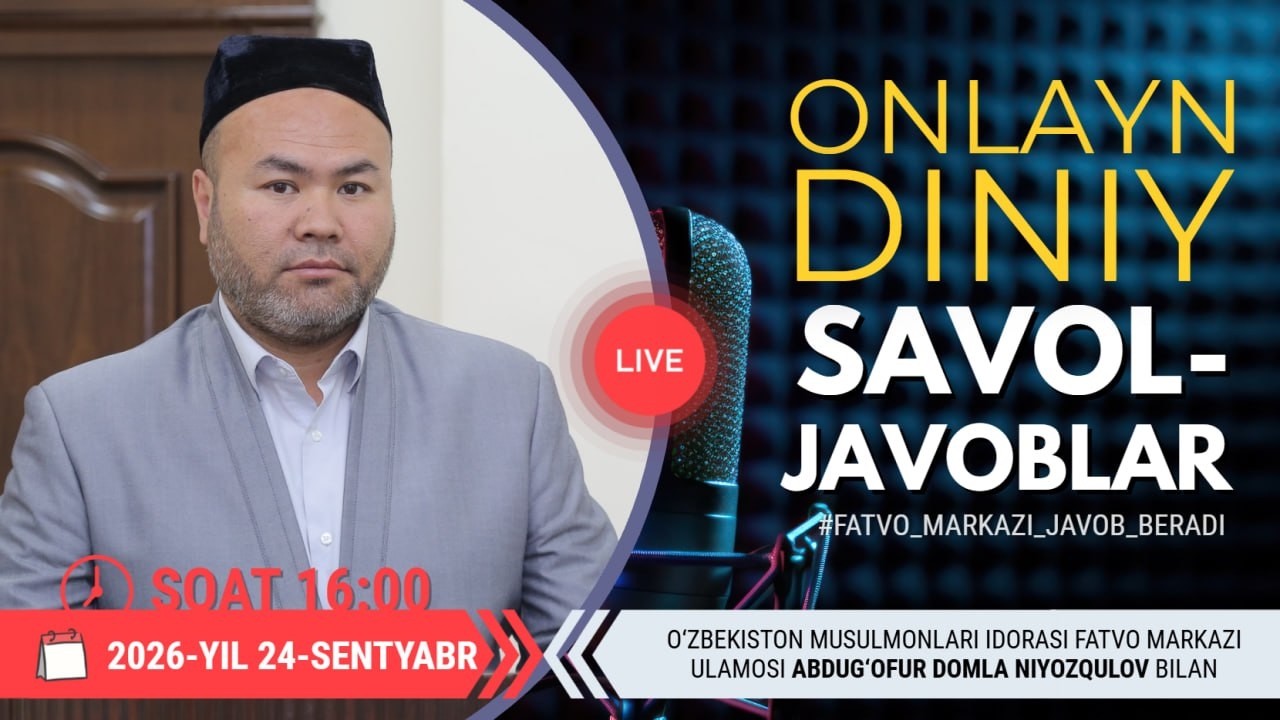 ONLAYN DINIY SAVOL-JAVOBLAR 55-SON 24.09.2026