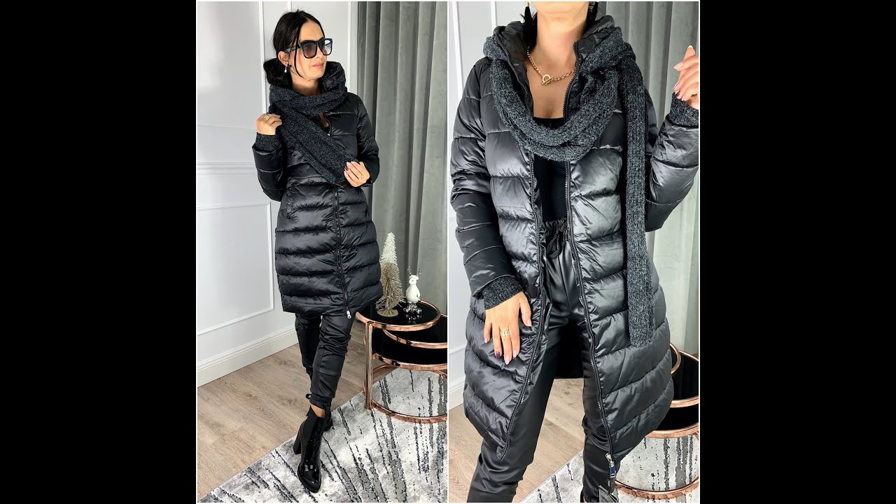 Piękna zimowa kurteczka ze stylowym szalem.