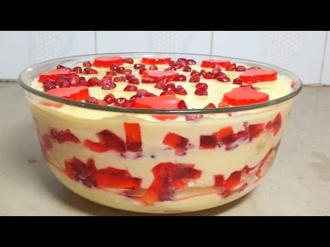 Fruit Custard Trifle Recipe | Fruit Trifle Recipe | How to make custard fruit trifle at home