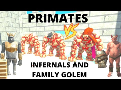 PRIMATES AND M.HUMANS AGAINST INFERNALS IN THE GOLEM FAMILY CASTLE  - ANIMAL REVOLT BATTLE SIMULATOR