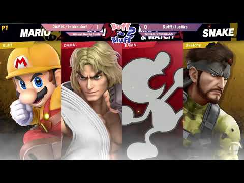 Buff the Bluff 2! - Doubles W. Quarters - DAMN./Snickeldorf(R) vs Ruff!/Justice(Y)