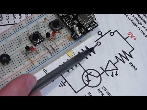 Pull up and pull down resistors preventing false triggering 2N3904 NPN 2N3906 PNP BJTs explained