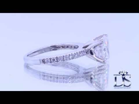 Platinum Engagement Ring With Center Diamond 2.17ct Cushion Cut I VVS2 R-65000