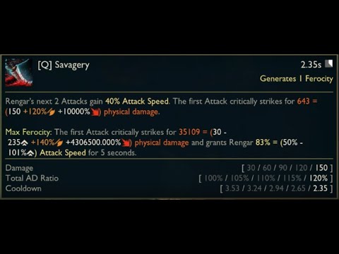 Rengar 30k Q dmg (PBE bug)