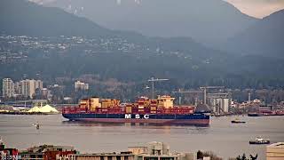 2026 XL Container Ship in Vancouver w/ Unique Bow Windshield | MSC Boston | Vancouver Harbour Ships
