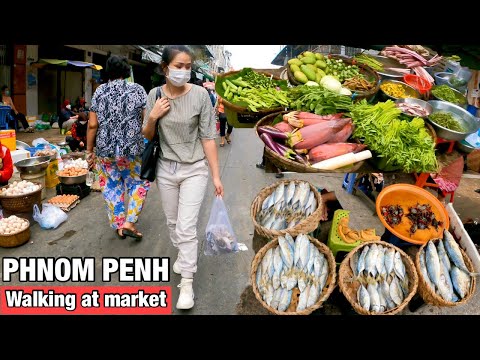 Cambodian food tour 2021 | Walking Tour Street Food In Phnom Penh at Traditional Market