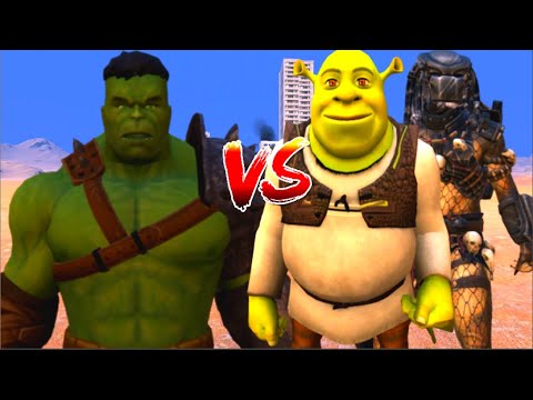 100 Hulk vs 1000 SHREK and 1000 Predator (Marvel vs Marvel)