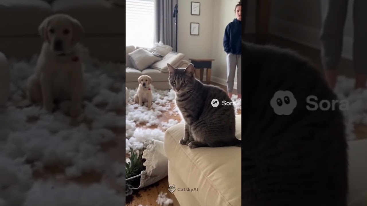 Cats blaming dogs 🐈🐶 #cats #dogs #funnyanimals