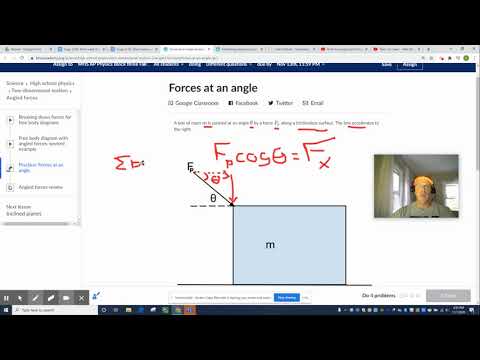 Khan splitting an oblique force into horizontal component then finding acceleration with F=ma