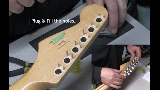 Video thumbnail for DIY - Installing Fender Locking tuners... plugging holes & proper alignment is not that hard to do. by Manotick StringWorks