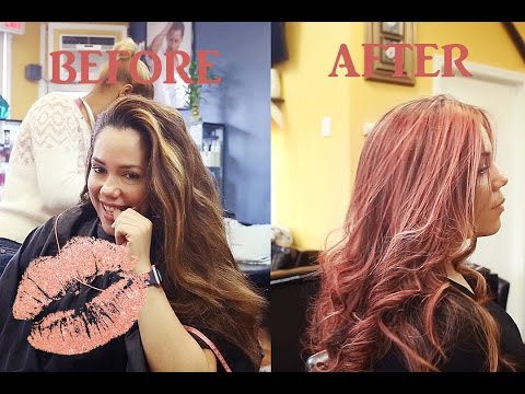 DARK TO ROSE GOLD HAIR/HIGHLIGHTS. PINK HIGHLIGHTS ON...