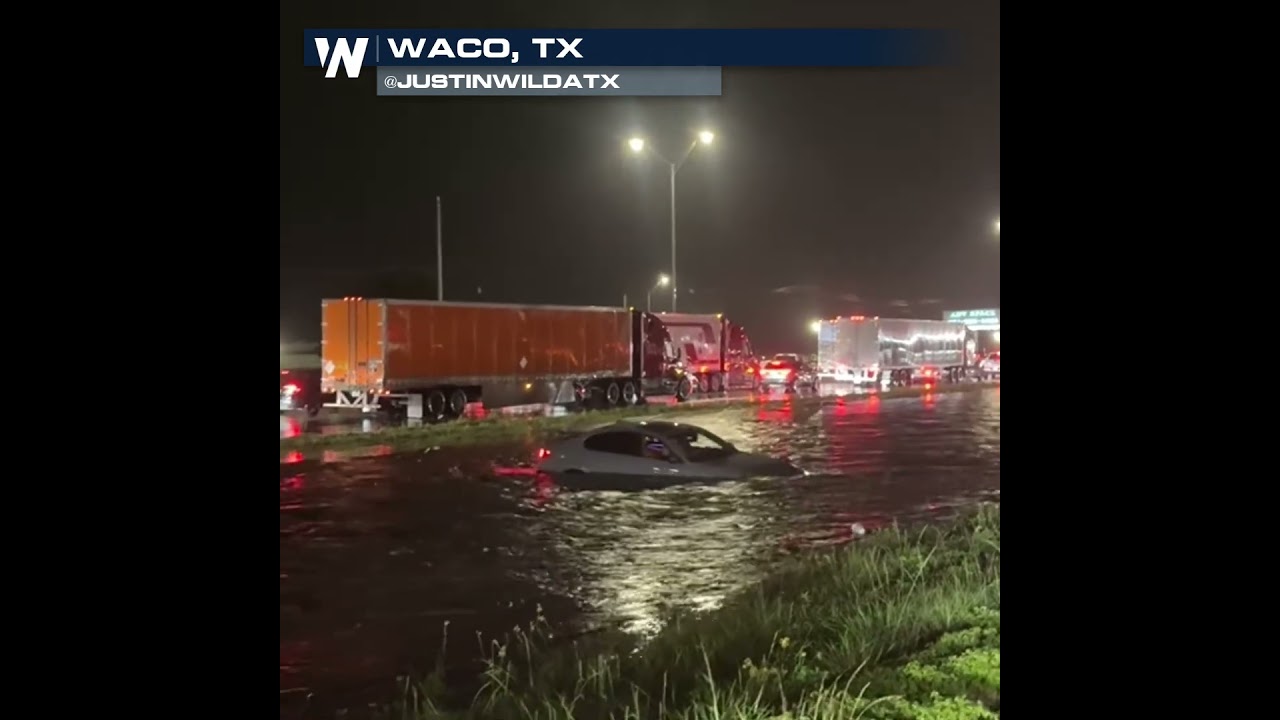 Flash flooding swept car away in Waco, Texas on June 14 as tropical moisture moved across Gulf Coast