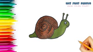 How To Draw Cute Snail for Kids and Beginners | Step by Step Drawing Tutorial | Kids Fun Art!