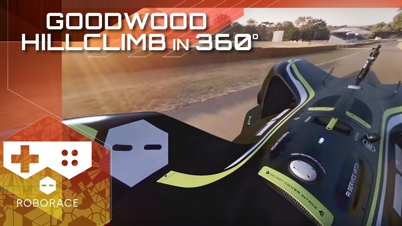 360 Degree Video of Robocar's AUTONOMOUS Goodwood Hillclimb | Full VR run | Roborace - YouTube