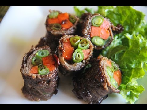 Beef Roll Up with Vegetables Recipe - Japanese Cooking...