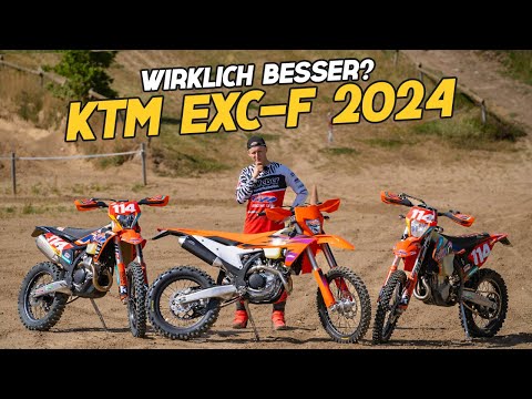 KTM 450 EXC-F 2024 im Vergleich mit dem Racebike von 2023 und einer modifizierten 2024er KTM.