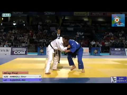 Judo 2013 European Championships U18 Tallinn: Ahmadli (AZE) - Gjakova (IJF) [-66kg] final