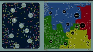 Twisted sine + marble war simulation with 4 colors - controlled by multiply or release
