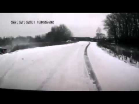 NEW scary fast car accident on icy road in Russia  2015