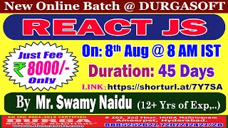 REACT JS Online Training @ DURGASOFT