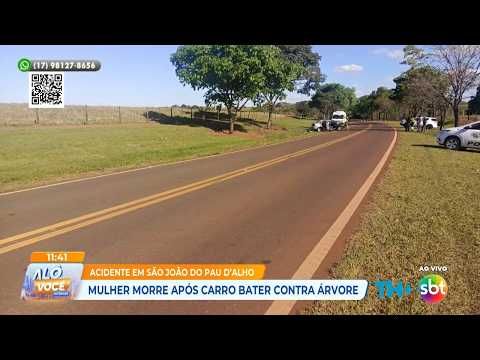 Mulher morre após carro bater contra árvore em São João do Pau D’Alho