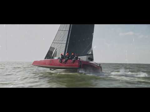 G4 foiling catamaran winter testing automated foil control system carbon by DNA Performance Sailing