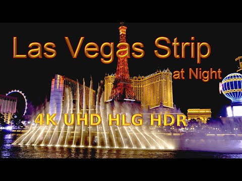 Las Vegas Strip at Night in 4k UHD HLG HDR 10 Bit