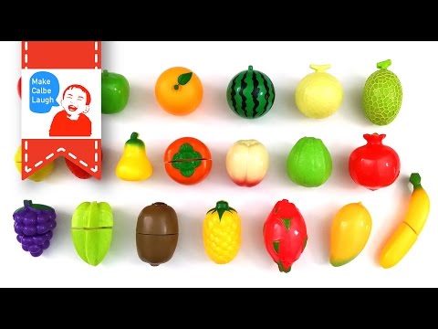 Teaching fruit to children with Velcro Fruit Toy Cutting Plastic Cooking Playset Video