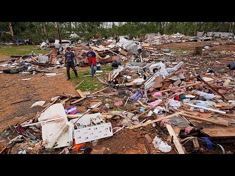 Video Thumbnail: Aerial footage shows widespread tornado damage across Mississippi