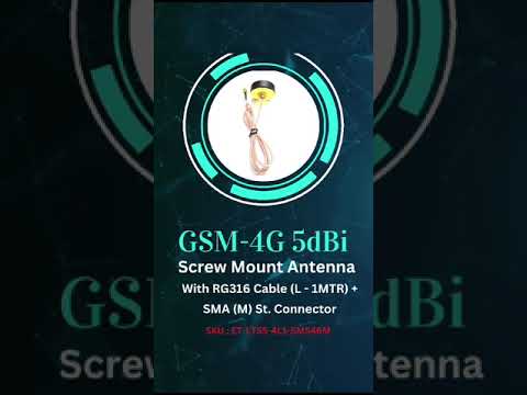 GSM Screw mount Antenna with RG174 (L-3MTR) Cable +  SMA (M) St. Connector 46mm