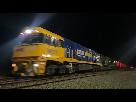 1MP2 Pacific National empty steel with triple NRs NR121 NR12 NR13 at night bound for Perth 25/5/1015