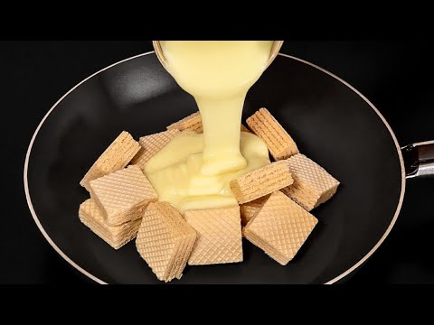 Versuchen Sie, Waffeln mit Kondensmilch zu mischen! Leckeres, schnelles Rezept in 5 Minuten!