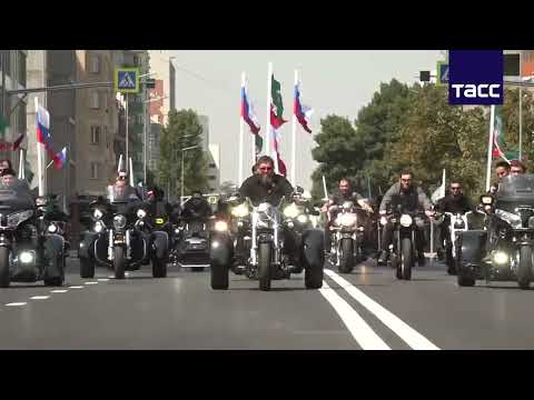 Ramzan Kadyrov together with members of the Night Wolves motorcycle club