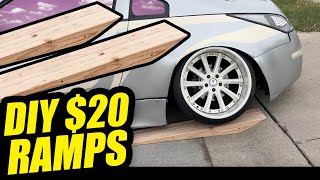 Lowered Car vs Driveaway Curb - DIY WOODEN RAMPS under $20 - Lowered Car Problems No. 1