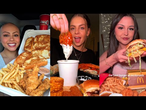 TIKTOK Mukbang Compilation | Cane's, Wingstop, McDonald's, Chipotle, Wendy's & More!
