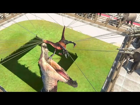 HARPOON DINOSAURS CATCHES FOOD - Animal Revolt Battle Simulator