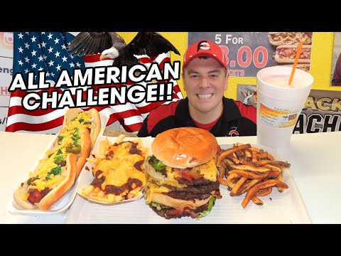 All American Burger Challenge w/ Footlong Hot Dog and...