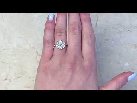 1.45ct Diamond Floral Motif Platinum Engagement Ring - Hawthorne Ring - Hand Video