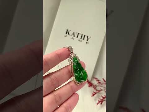 老坑冰種豔綠翡翠玉墜如意(台北) (超值商品)