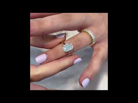 3.5 carat Emerald Cut Diamond Yellow Gold Engagement Ring