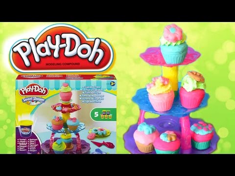 Play Doh Cup Cakes!  Play Doh Sweet Shoppe Cup Cake Tower! EASY, FUN, & DIY Video