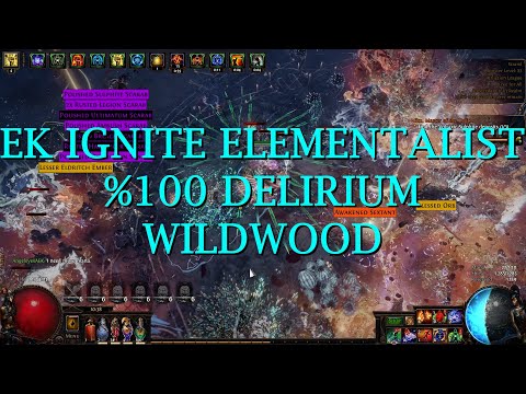 [3.23 Affliction] EK Ignite Elementalist %100 Delirium with 3200 Blue Wisps / Showcase