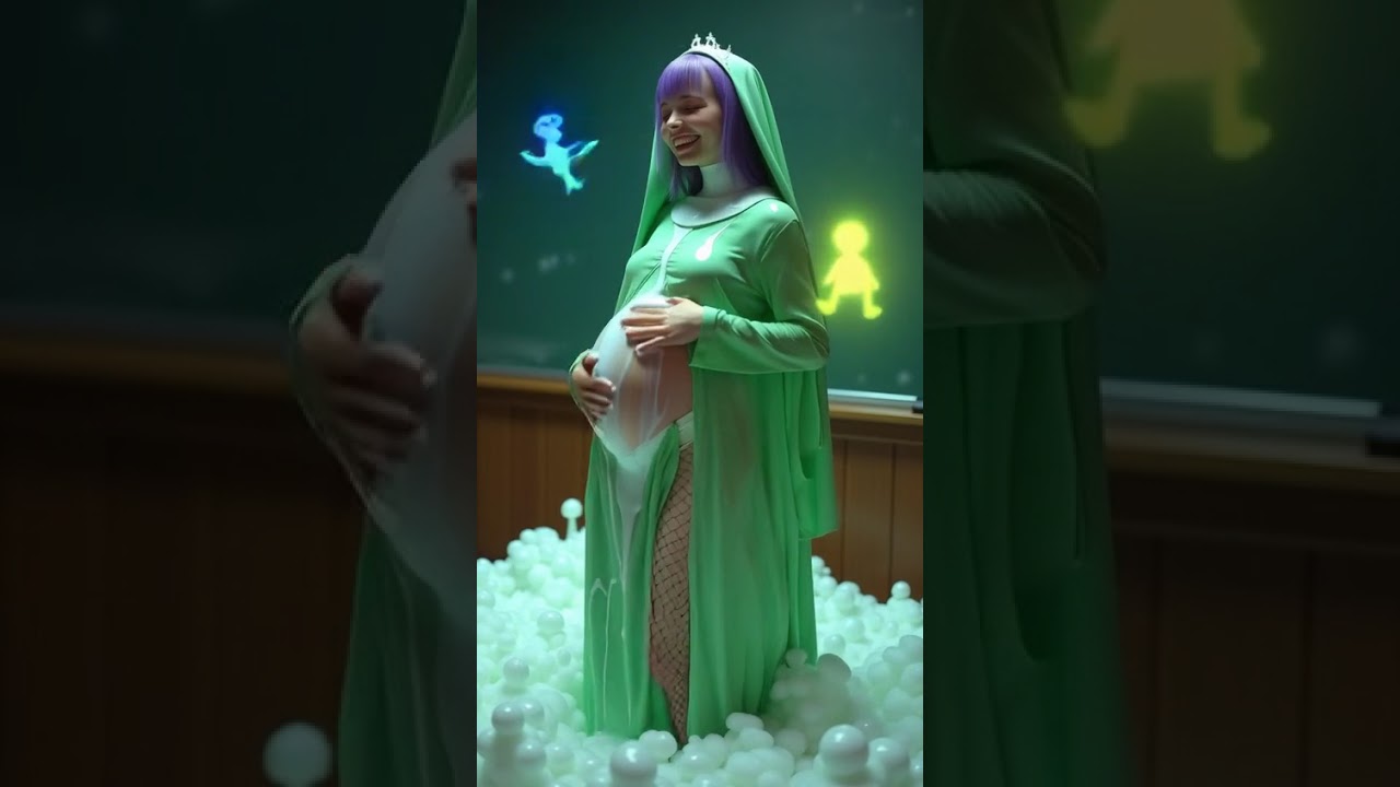 Psychedelic neon pregnant slime girl