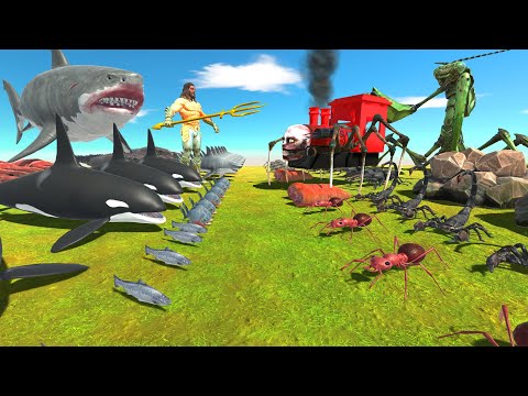 Team Aquaman Vs Team Choo Choo Charles - Animal Revolt Battle Simulator