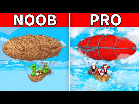 EPIC Airship Build Challenge: Noob vs Pro in Minecraft