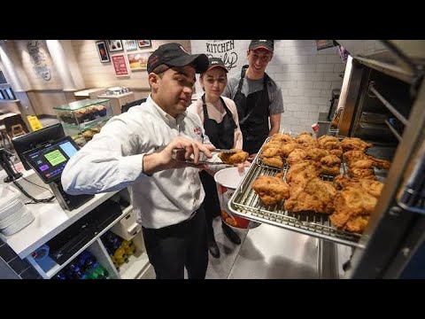 A work day at KFC#KFCcookingprocess#kfcchicken #breadingprocedure #kfc 🍗🔥